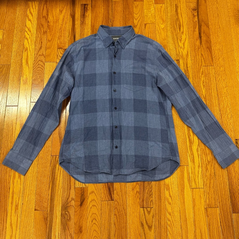 Bonobos Slim Fit Button Down Blue Plaid Large